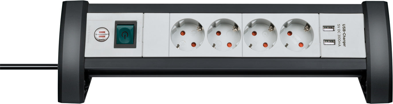 Brennenstuhl Office-Line 4-fach schwarz/lichtgrau, 1,8 m, 2 x USB-A Ladebuchse Brennenstuhl Office-Line 4-fach schwarz/lichtgrau, 1,8 m, 2 x USB-A Ladebuchse